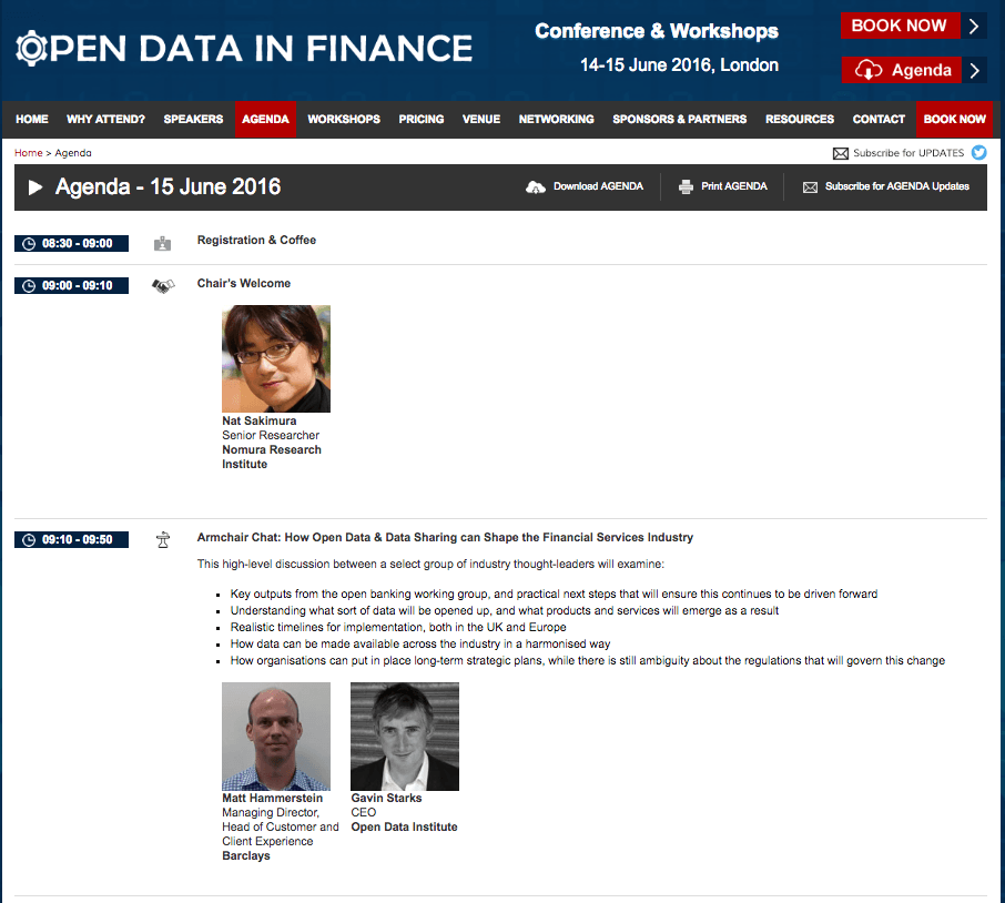 Open Data in Finance Agenda Top